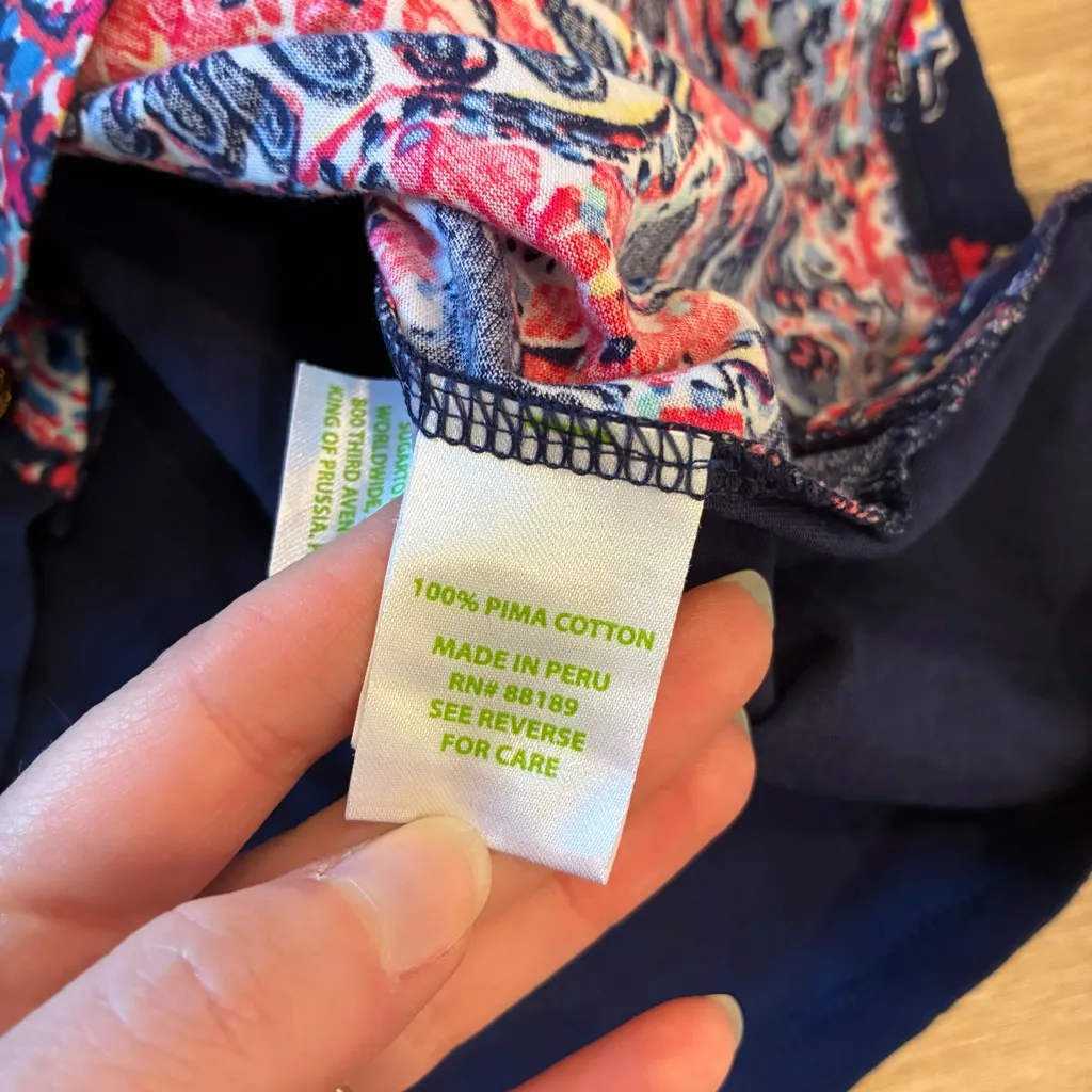 Lilly Pulitzer Bailey Long Sleeve Top Pima Cotton Paisley Blue Pink Size M - Image 7