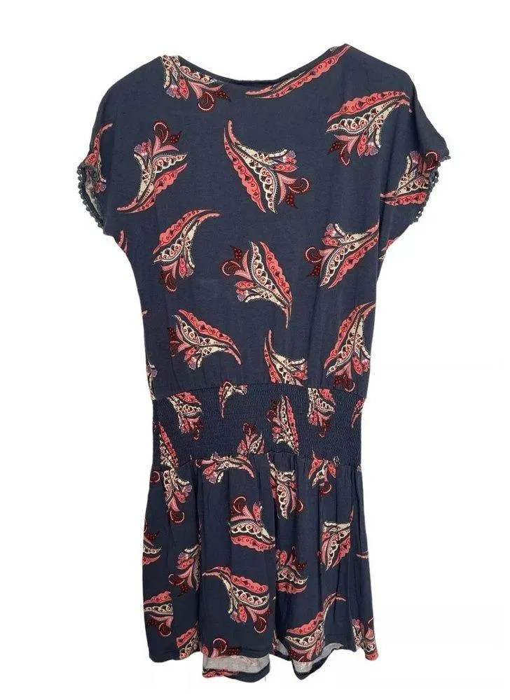 Lascana Ribbon Tie Dress Navy Printed Floral Women Dress Sundress Size 8 - Image 6