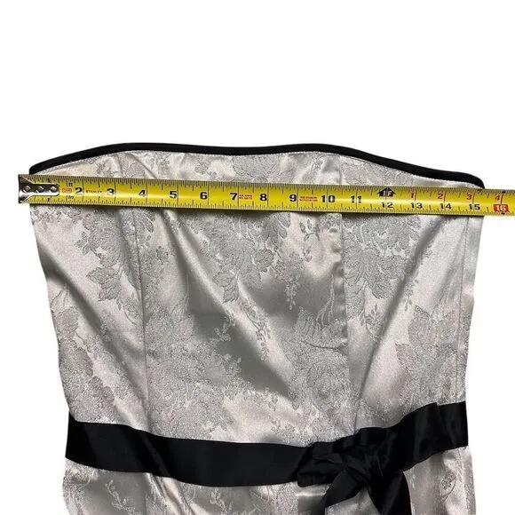 Jessica McClintock Gunne Sax‎ Floral Dress Strapless Knee Length Vintage Size 8 - Image 9