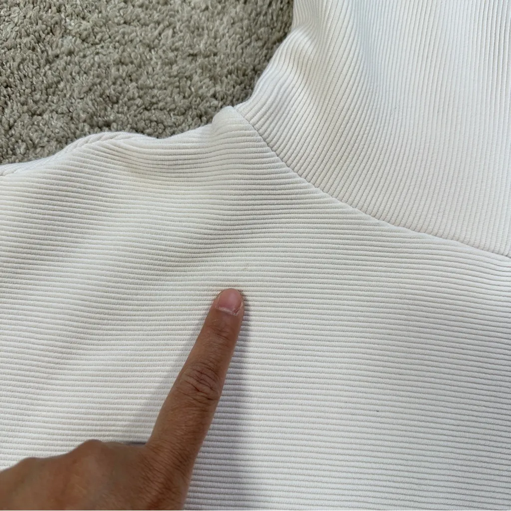 Varley Women’s Milton Sweatshirt Pullover Ottoman Turtleneck Side Zip in Egret S - Image 16