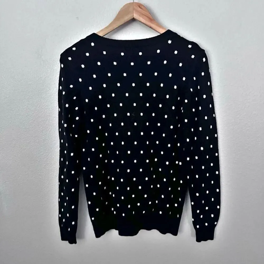 1901 x NORDSTROM | Black White Polka Dot Pullover Crew Neck Sweater | Size XL - Image 5