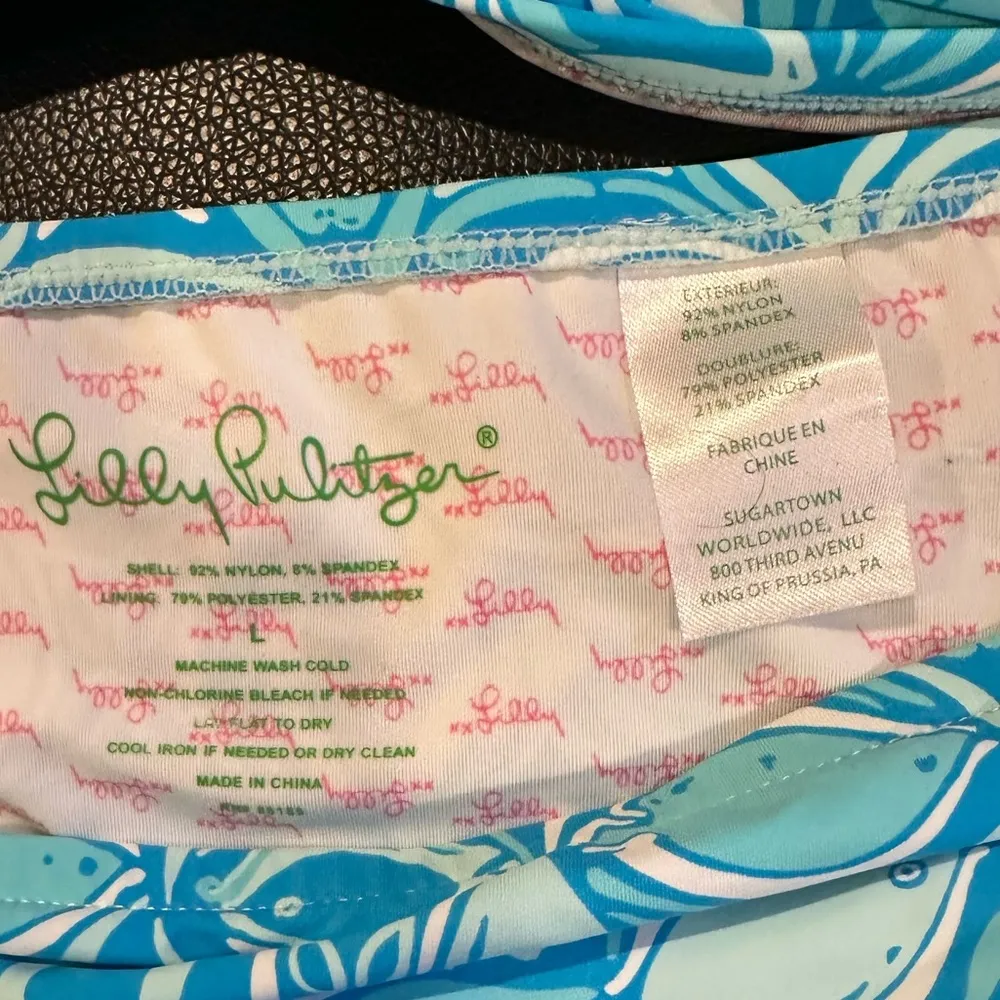LILLY PULITZER KEENE BANDEAU ARIEL BLUE WHITE WHAT A RACQUET TWO PIECE BIKINI ML - Image 11