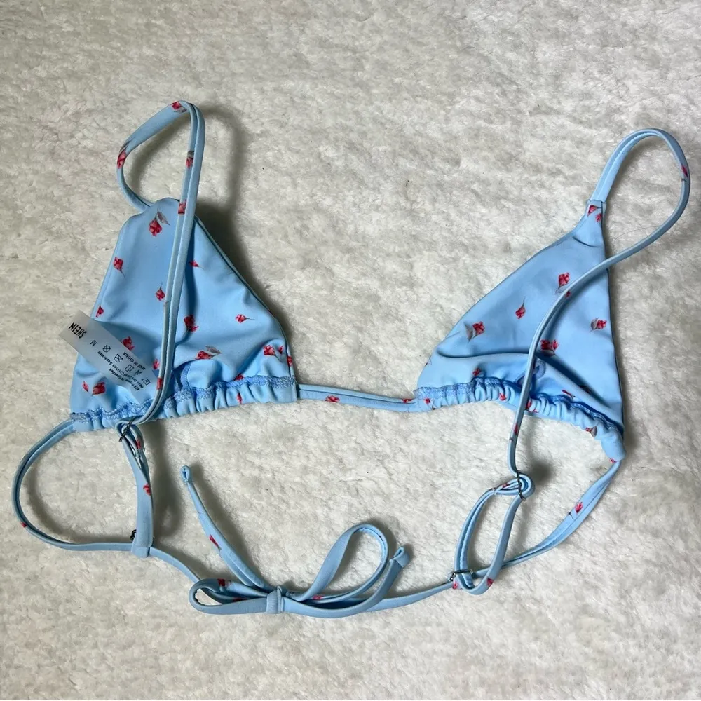 Shein Light Blue Floral Triangle Bikini Top - Image 6