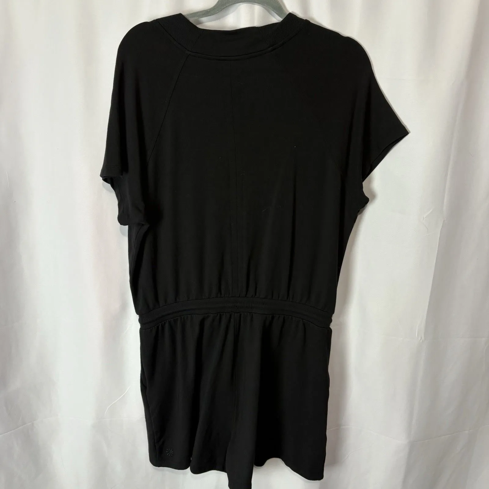 Athleta Balance Romper Women's Large Black Stretch Tie-Waist V-Neck Athleisure - Image 10