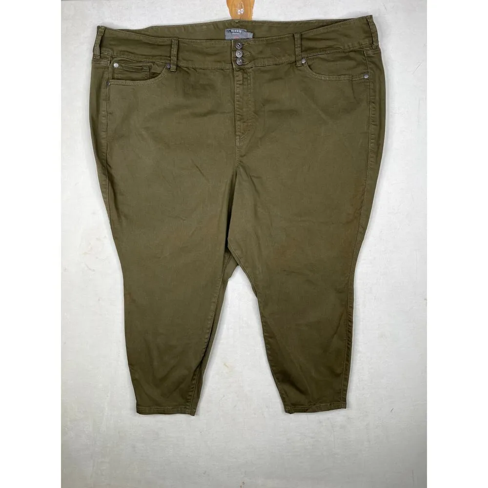 Torrid MidFit Skinny Super Soft High-Rise Jean in green khaki plus size 30 short - Image 2