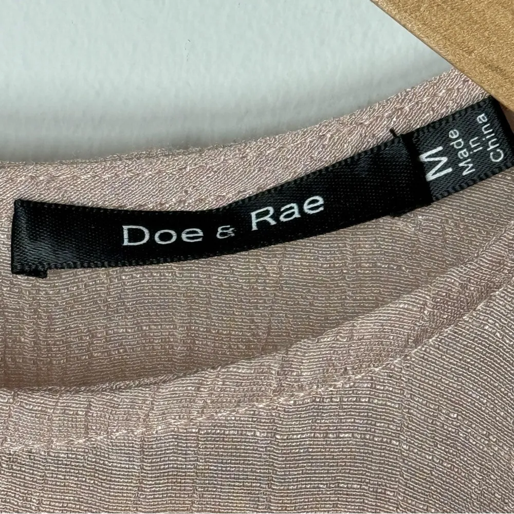 🏷️ Doe & Rae Sheer Gauze Gauzy Mauve Pink Ruffle Sleeve Blouse Top Medium Flowy - Image 3