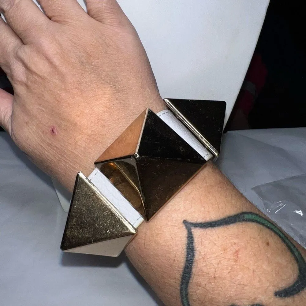 Vintage Thick Chunky Spike Leather Bracelet - Image 3