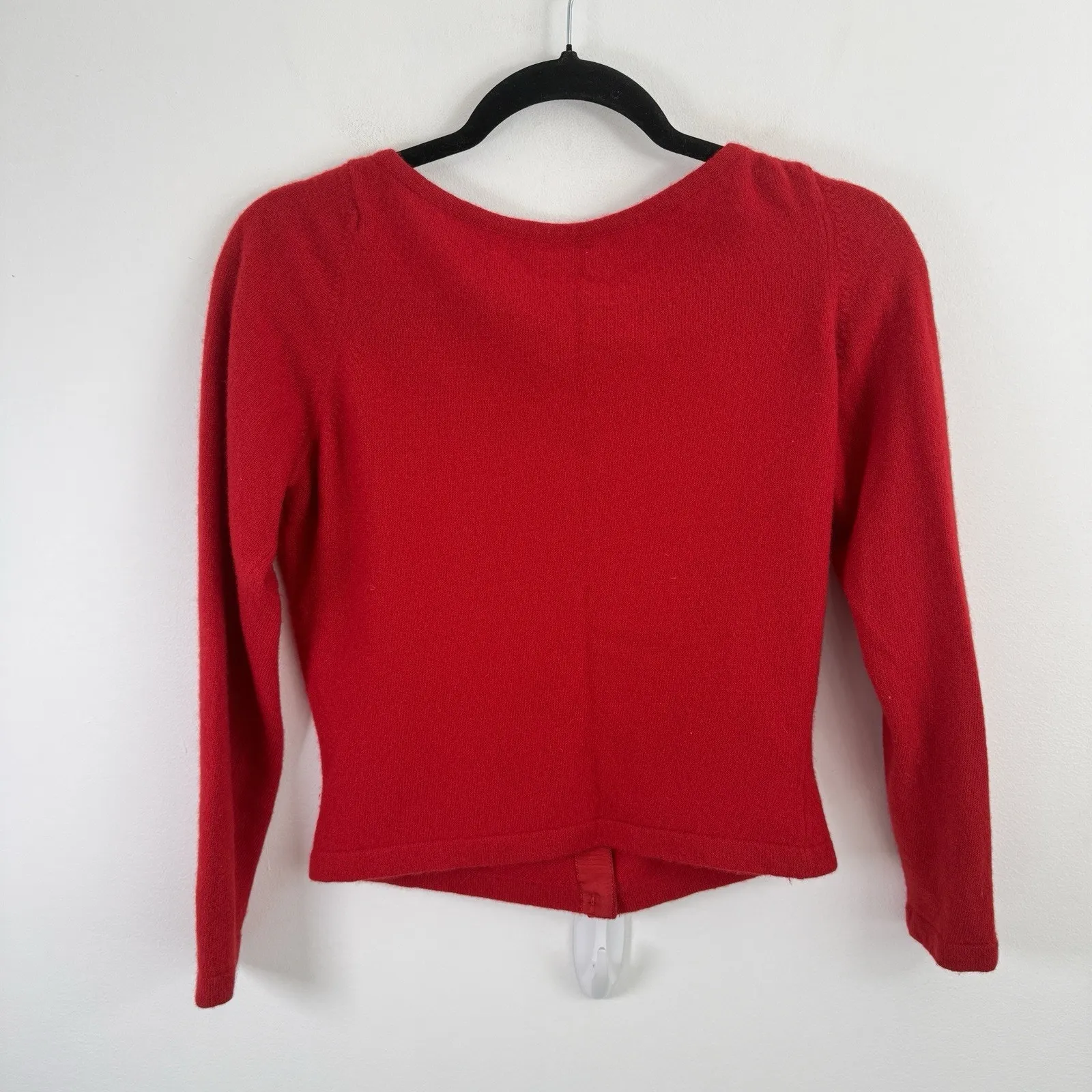 N. Peal Cashmere Red Cardigan Sweater Preppy Button Up FLAW Y2K Womens Small - Image 6