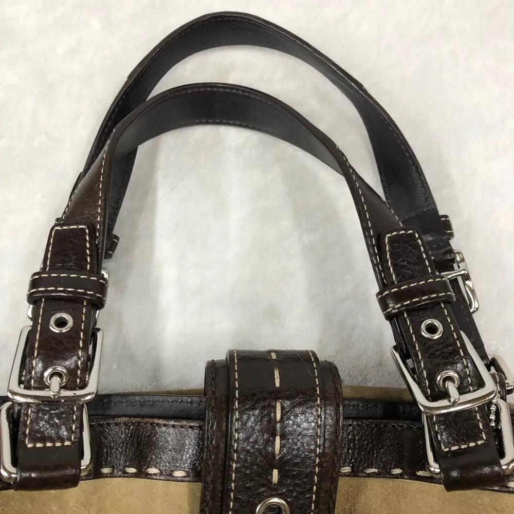 Vintage Coach purse satchel Suede w/Leather trim handbag - Image 3