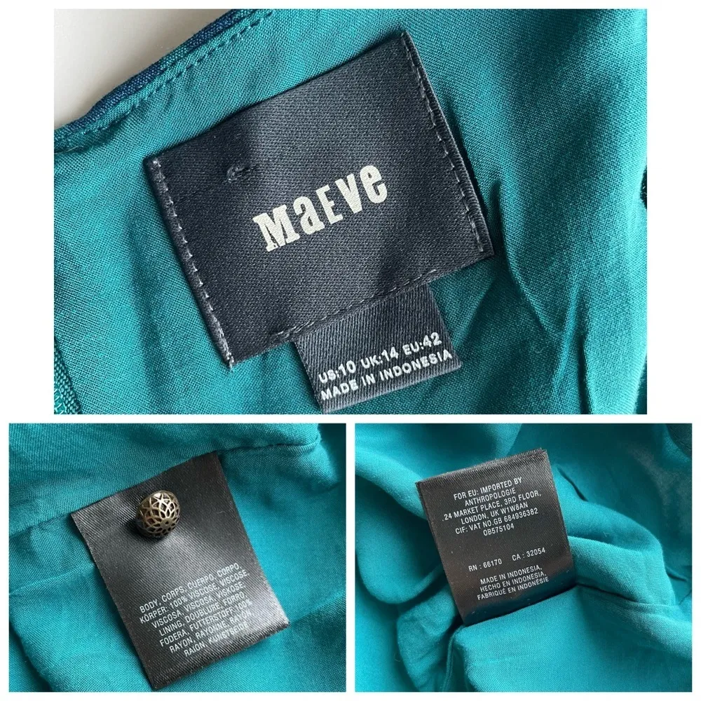 MAEVE Anthropologie Elia Floral Print Dress Cold Shoulder Blue Teal Size 10 NWOT - Image 8