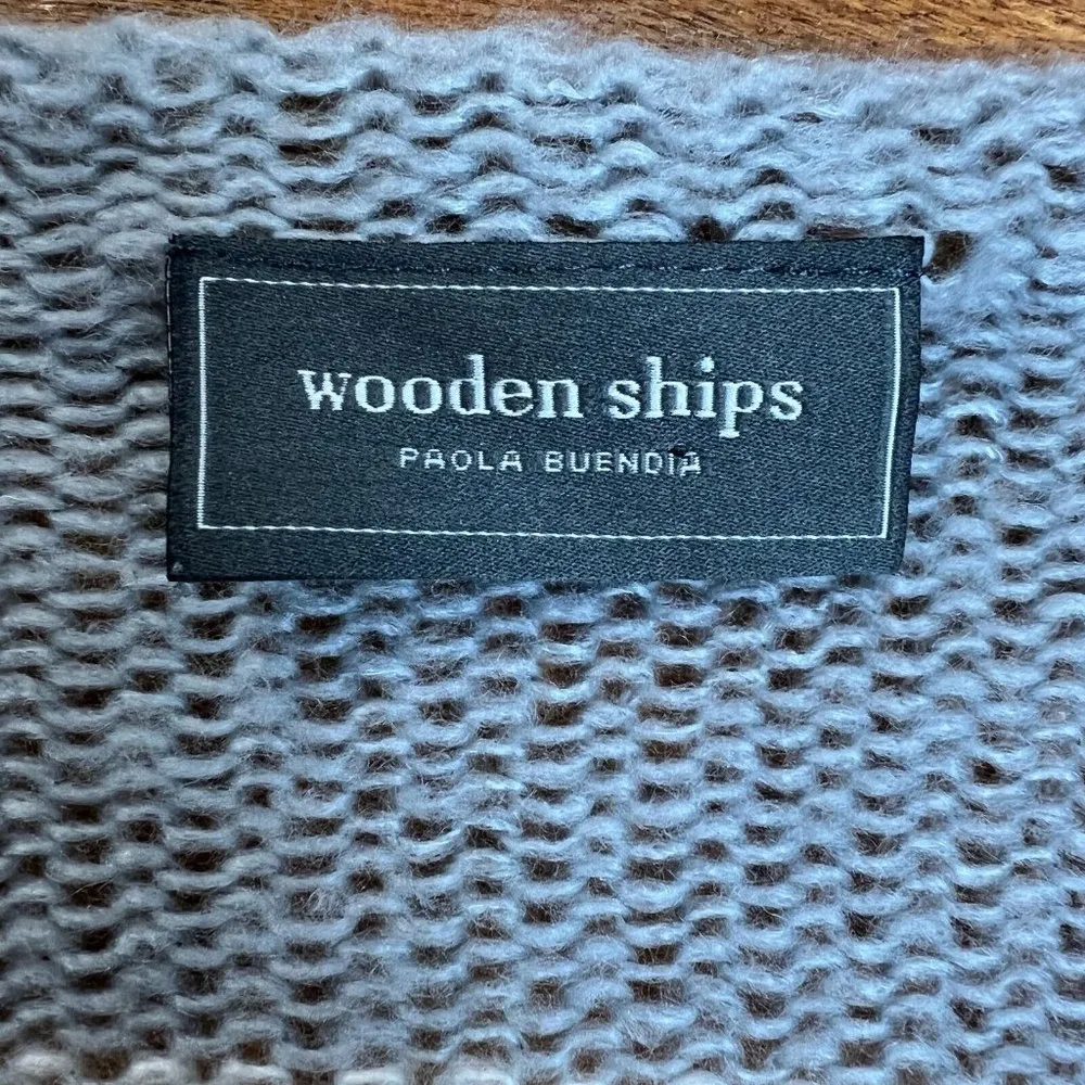 Wooden Ships Sweater Women M L Striped Long Sleeve Knit V-Neck Mohair Wool Blend - Image 9