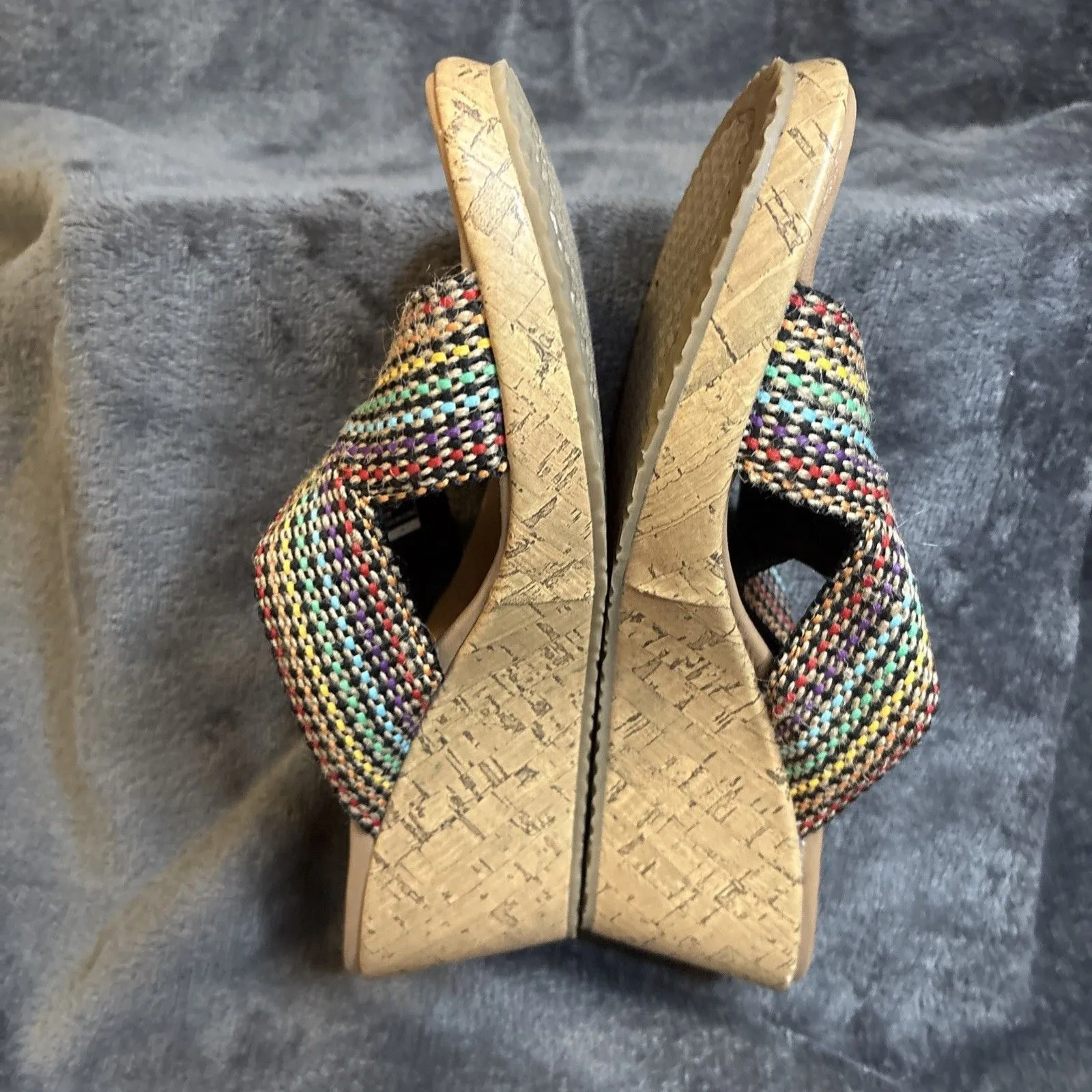 SKETCHERS Beverlee Womens Size 10 Wedge Cross Strap Sandals Shoes Rainbow - Image 14