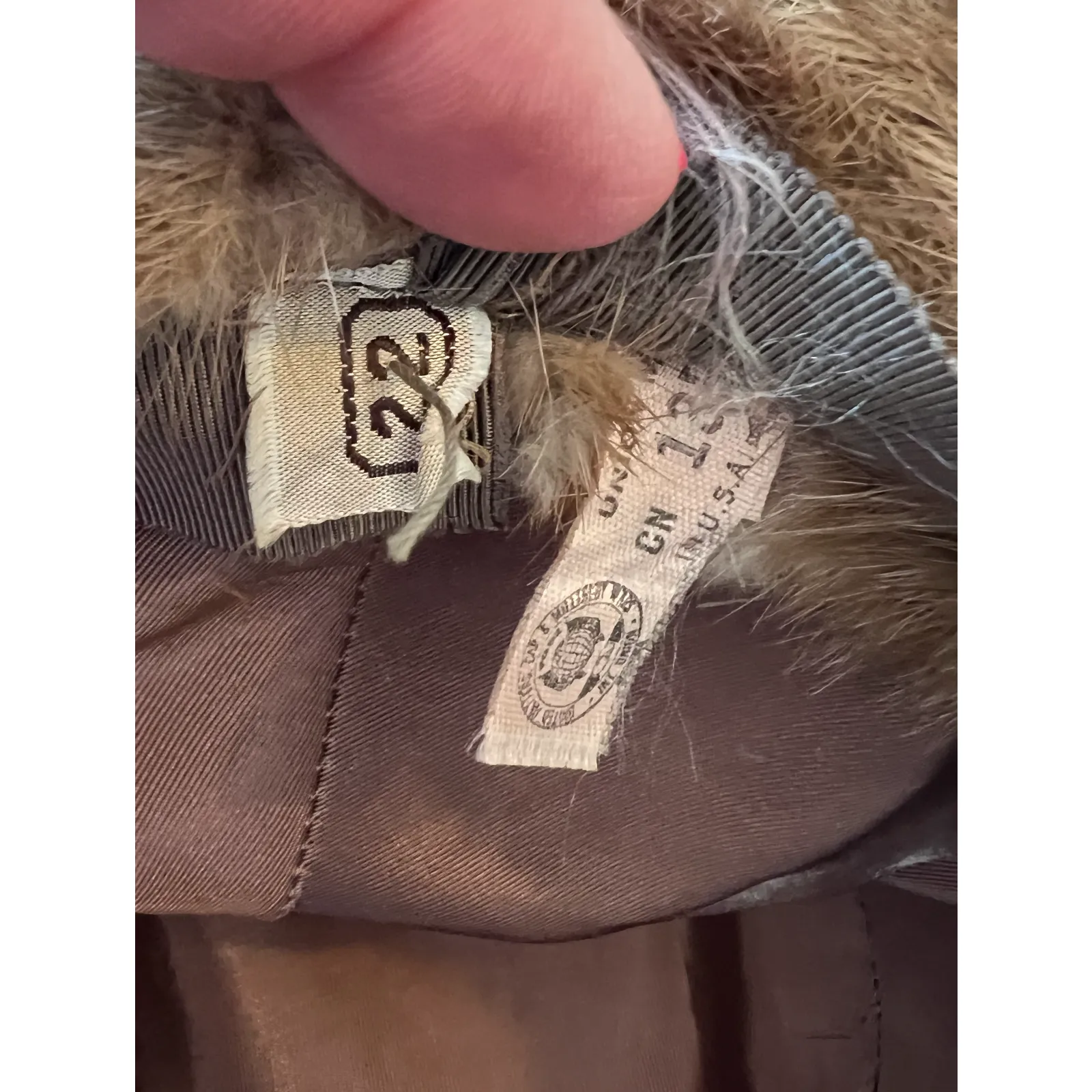 Vintage Hat Mink Fur Leather Beige Bucket Hat Union Made in USA 70s Authentic - Image 5