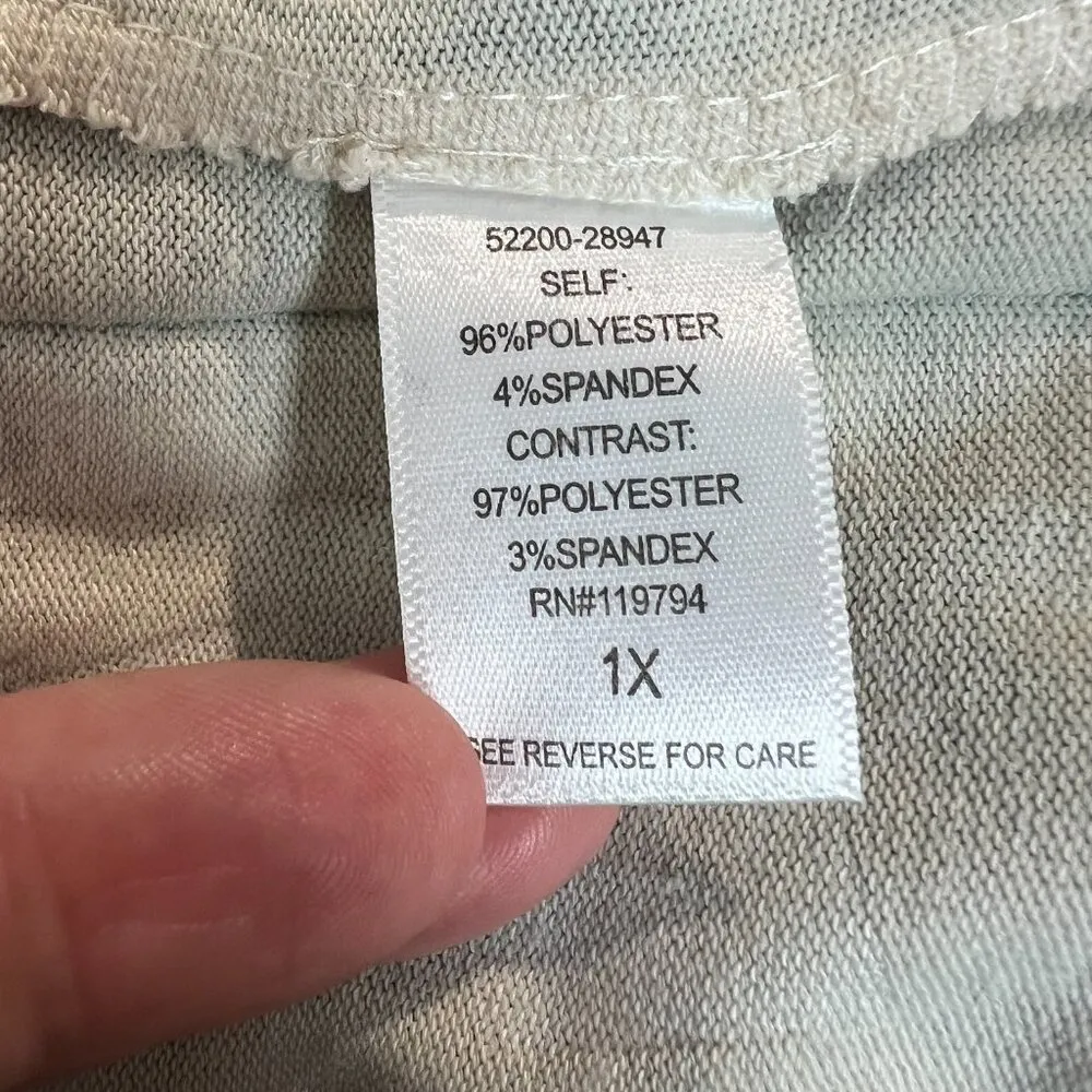 One World Tunic Top Womens 1X Green Funky Boho Velvet Front Wearable Art to Wear - Image 10