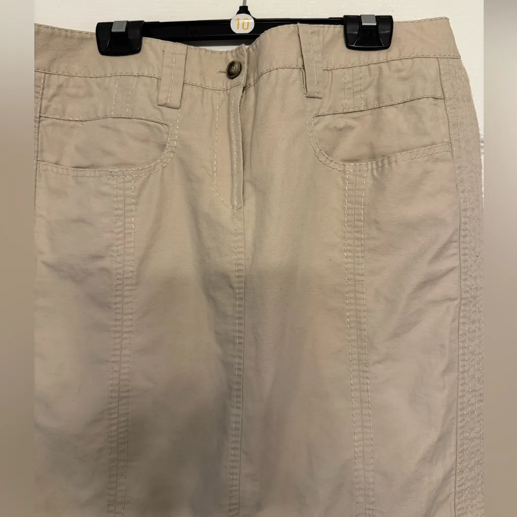 Marc Aurel Khaki Cotton Mini Skirt Tan Size 12 - Image 4