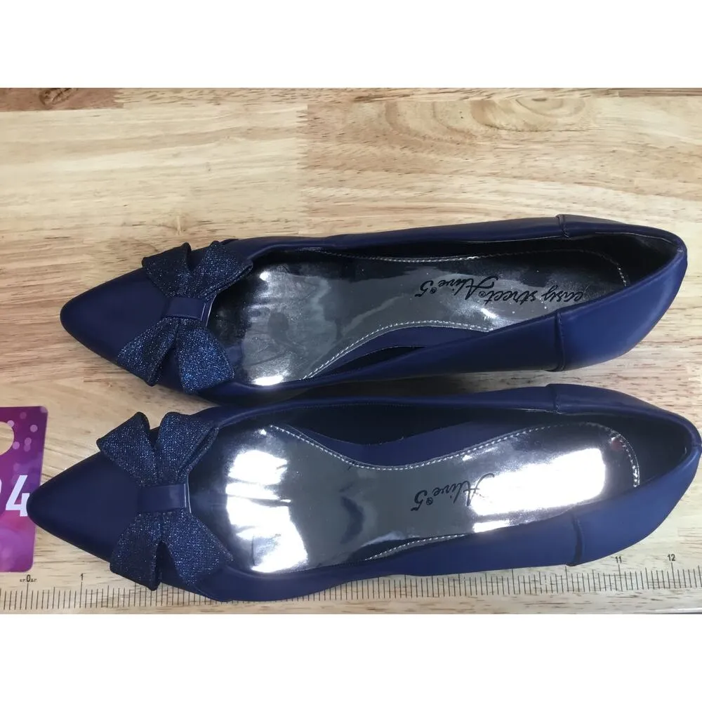 Easy Street Alive 5 Devanna Heels Women's 9 Navy Pointed Toe Bow Slip-On Pump - Image 5