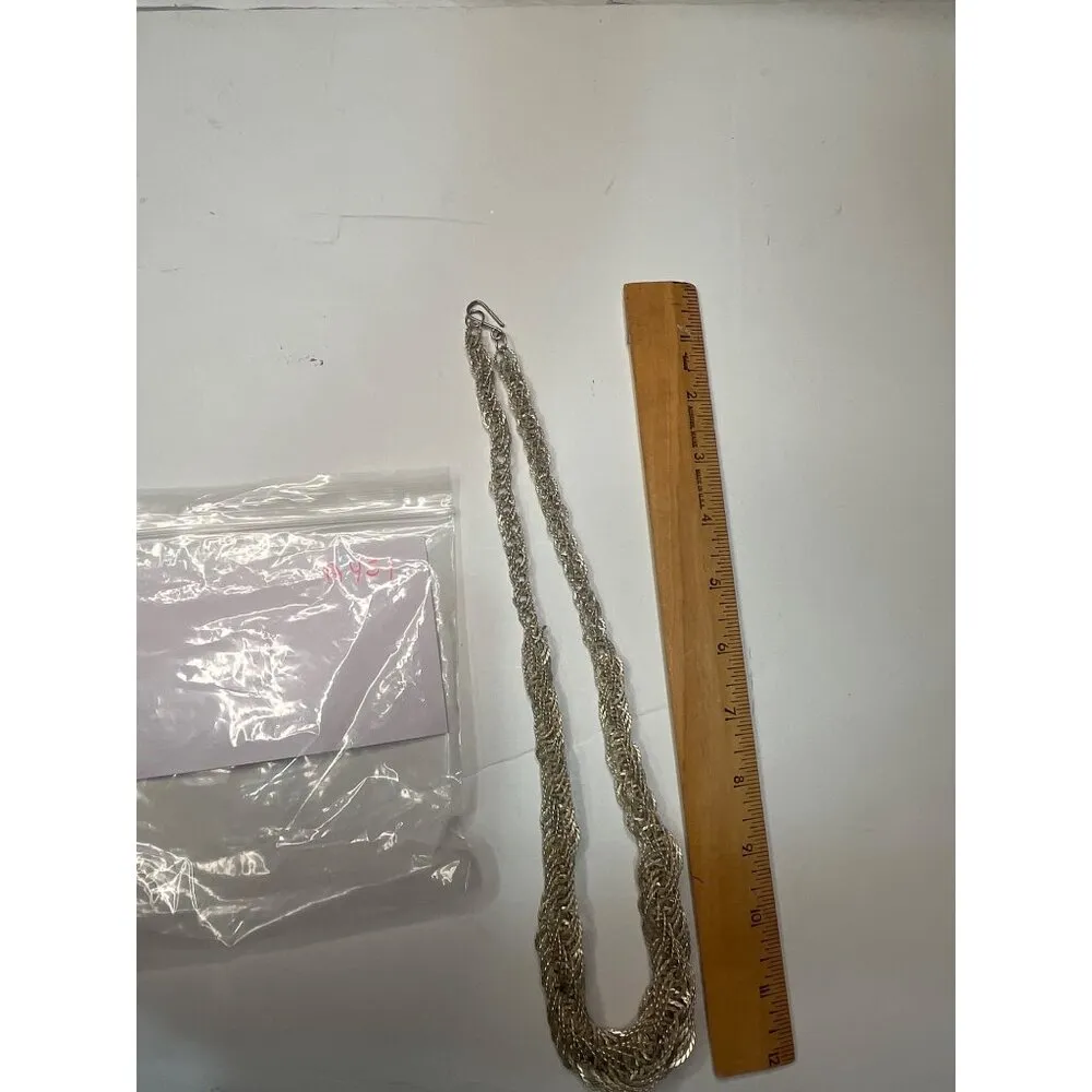 Vintage Handcrafted Silver Braided Necklace With Hook Clasp A451 - Image 10