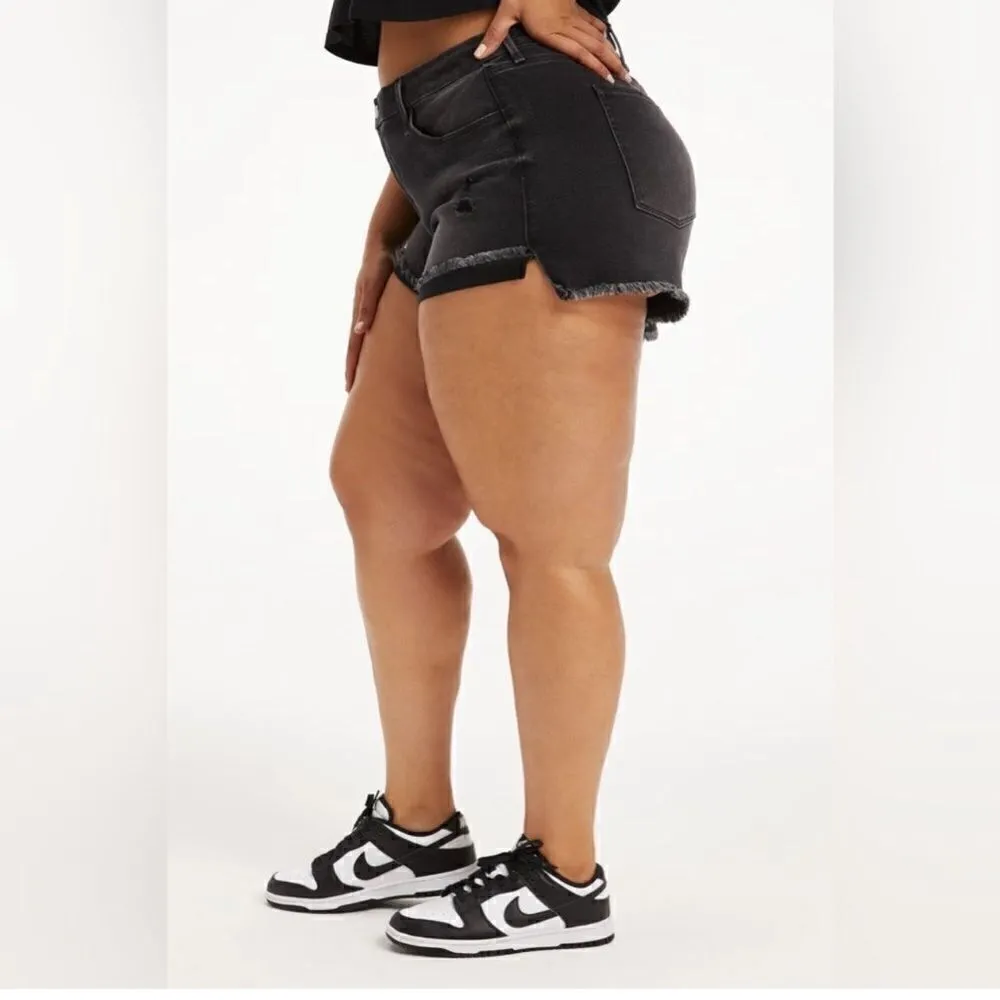 Good American Womens Good Curve Distressed High Waist Cutoff Shorts Plus Size 22 - Image 6