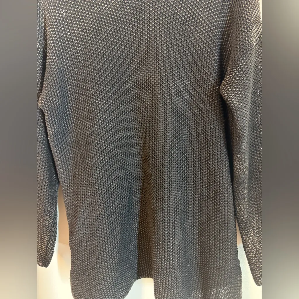 Express Tricot Vintage 80’s Charcoal V-Neck Crochet Sweater Tunic Small Baddie!! - Image 3