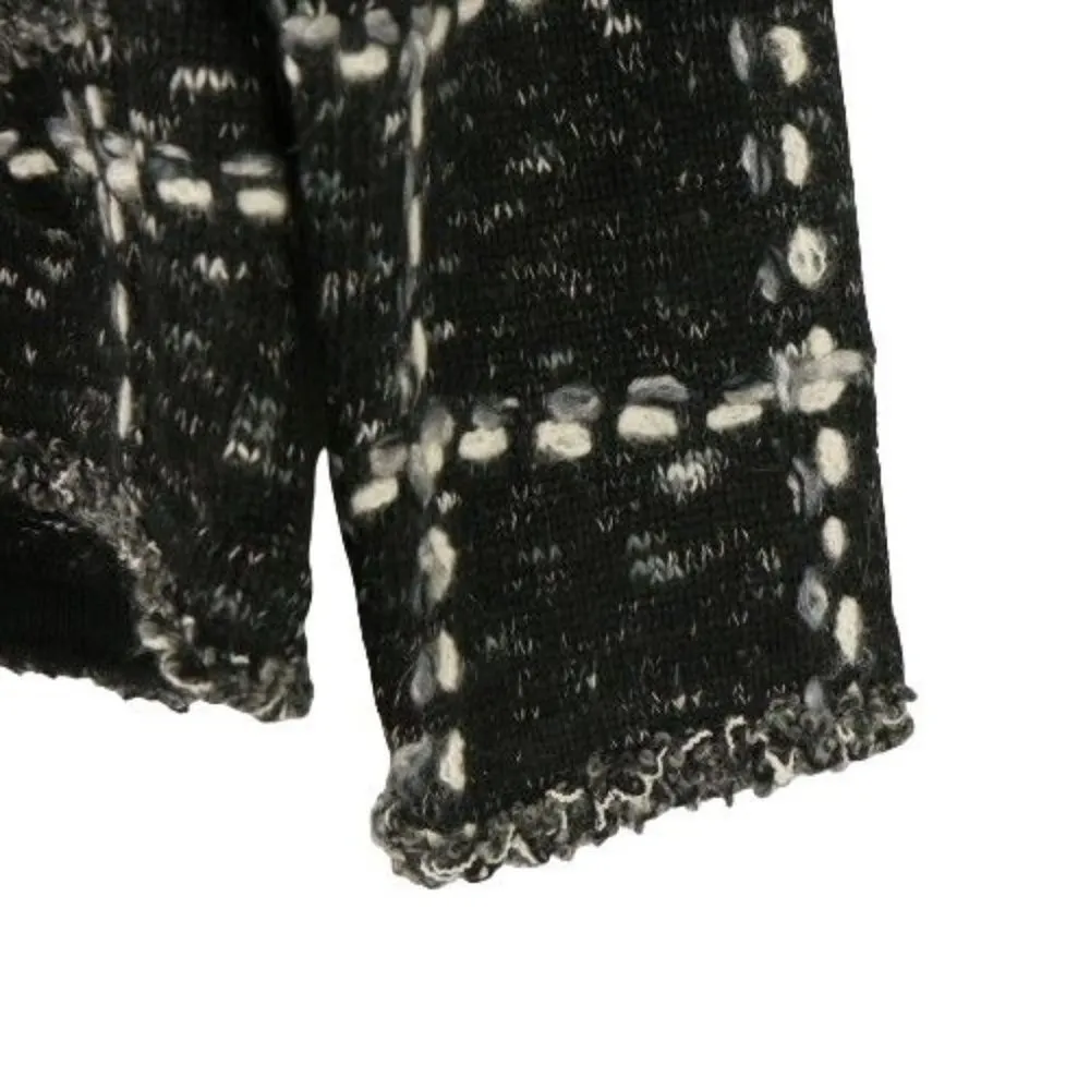 New Design Options Philip & Jane Gordon Black Windowpane Silk Cardigan Sweater Gray Size M - Image 4