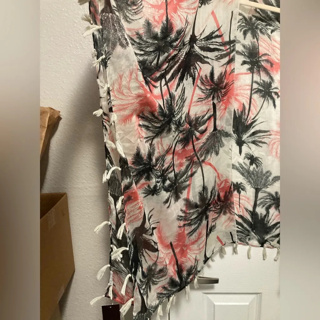 Mahina Hawaii Boutique New Tropical Palm Print Kimono Swim Cover Up - Image 3