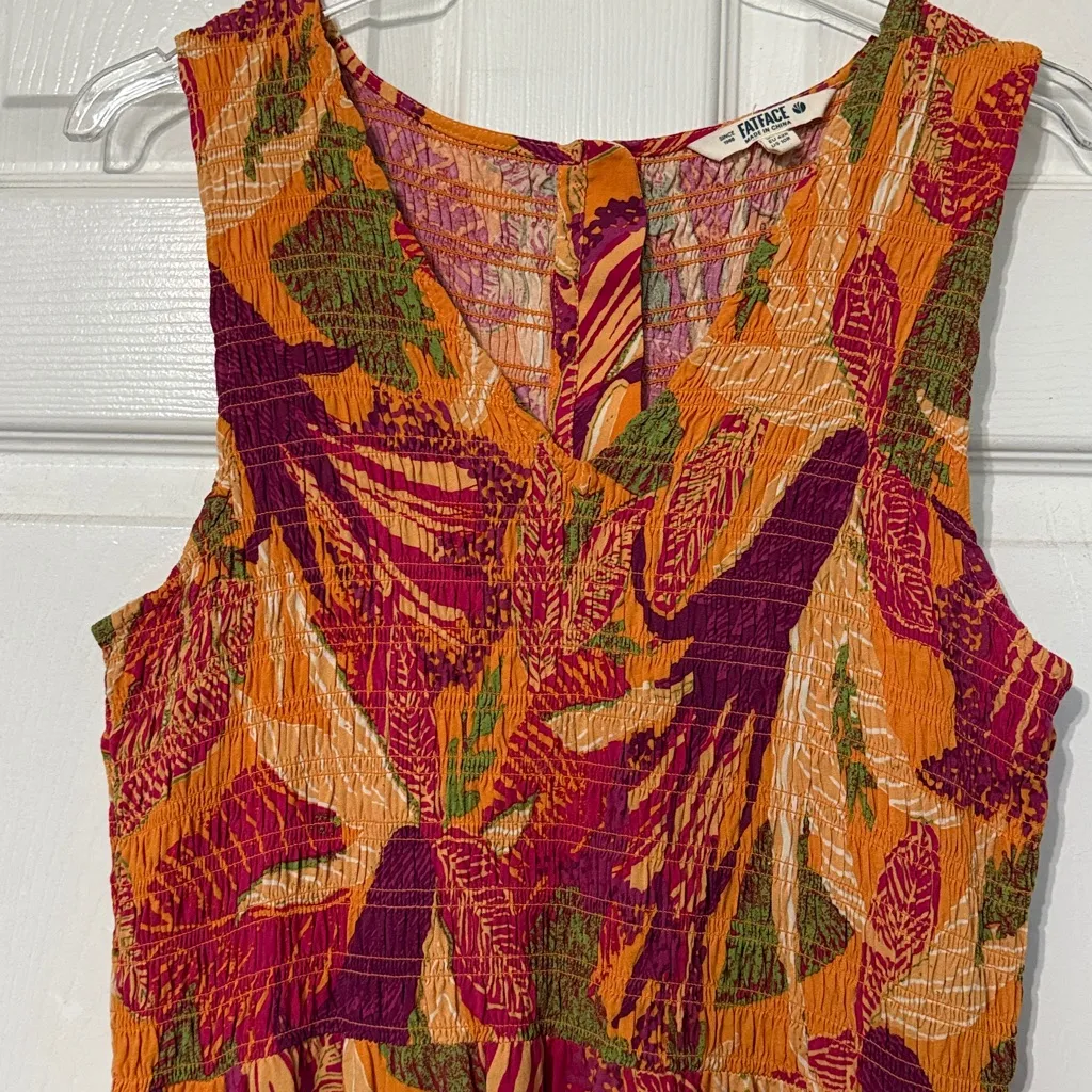 FatFace Aria Tropical Floral Midi Dress Light Orange Size US 10 - Image 3
