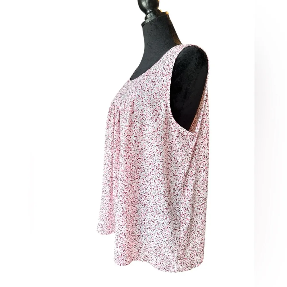 Carolina Belle Montreal Pink Floral Sleeveless Pleated Blouse Tank Top size XXL - Image 3