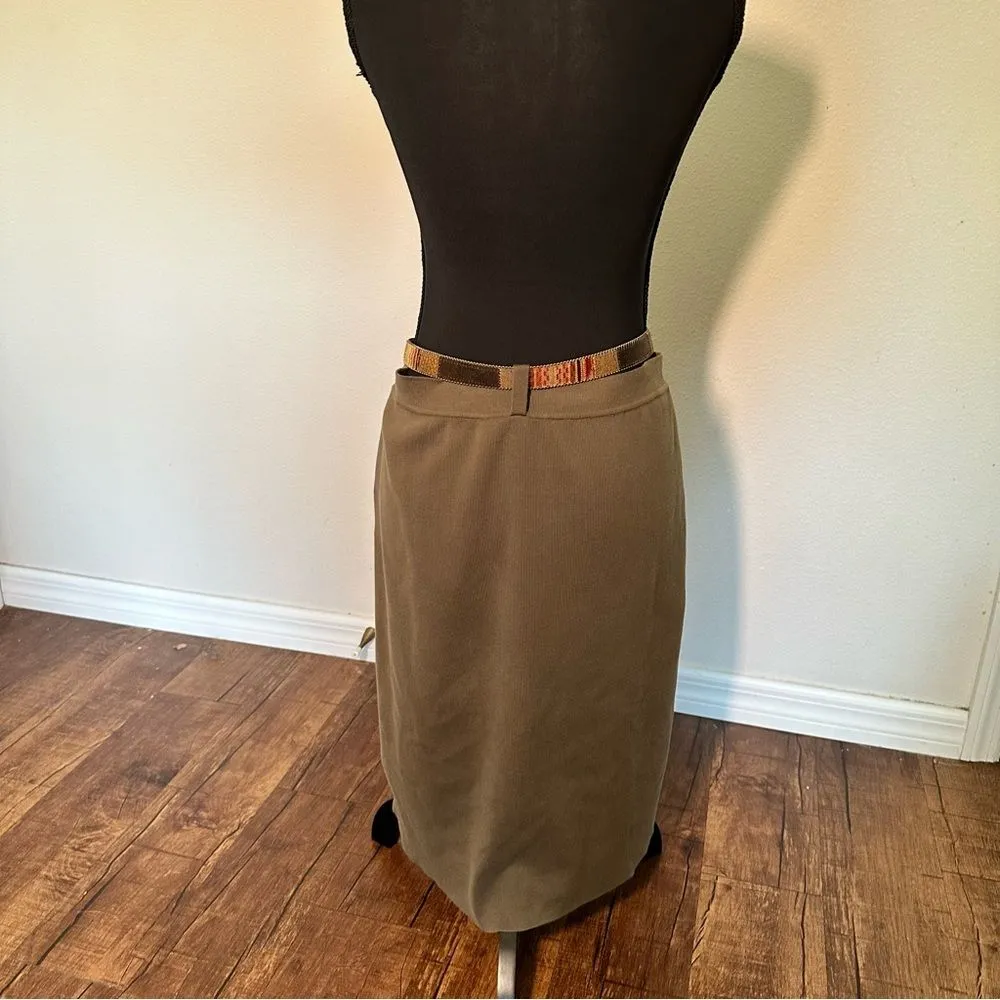 Sonia Rykiel Vintage Green Midi Skirt With Belt L Size 42 - Image 5