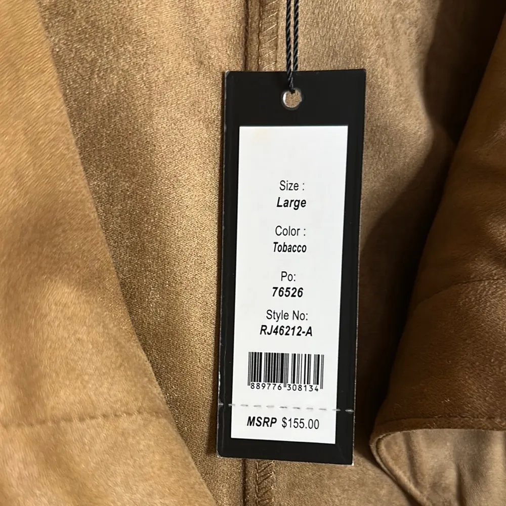 Romeo & Juliet Couture Tobacco Brown Waterfall Faux Suede Jacket - Image 8