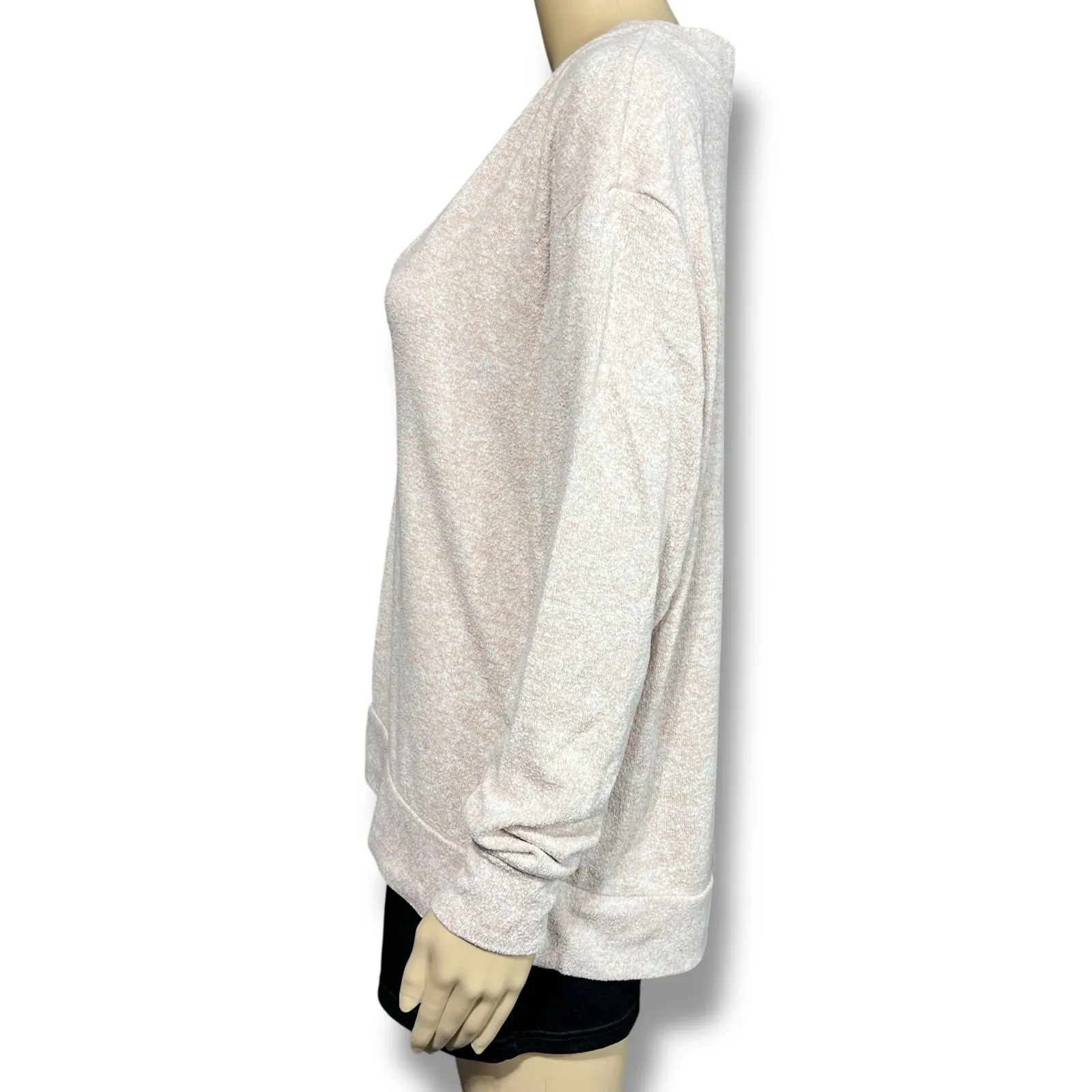 H&M Womens Knit Tunic Sweater Pullover V Neck Long Sleeves Oversized Pink Medium - Image 4