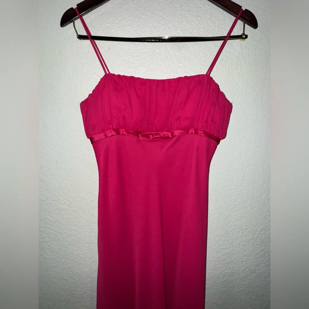 Y2K Morgan & Co Fuchsia Maxi Evening Prom Cocktail Dress Size 7/8 Pink - Image 3
