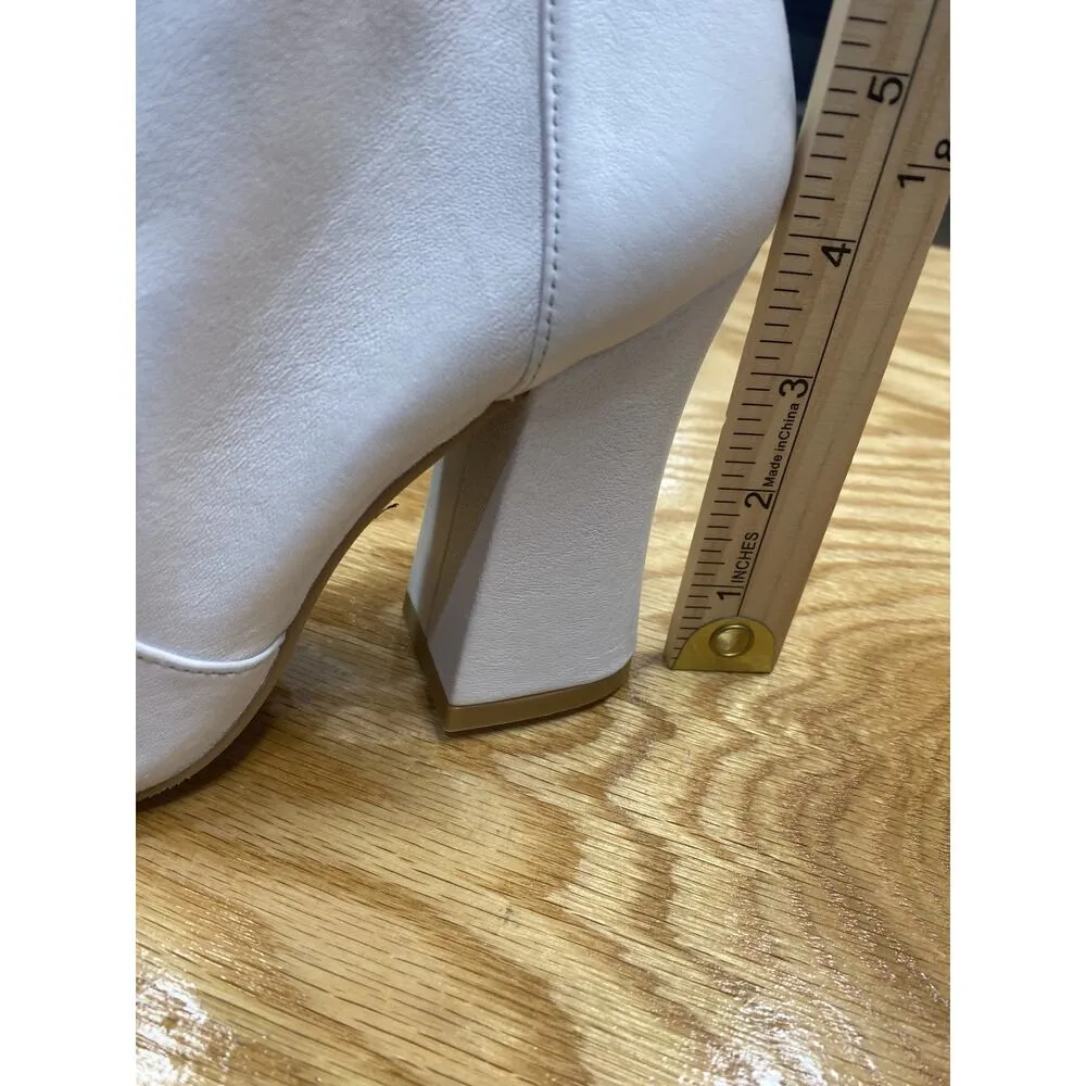 Stuart Weitzman Yuliana 60 Womens 7.5 B White Leather Square Toe Ankle Booties - Image 7