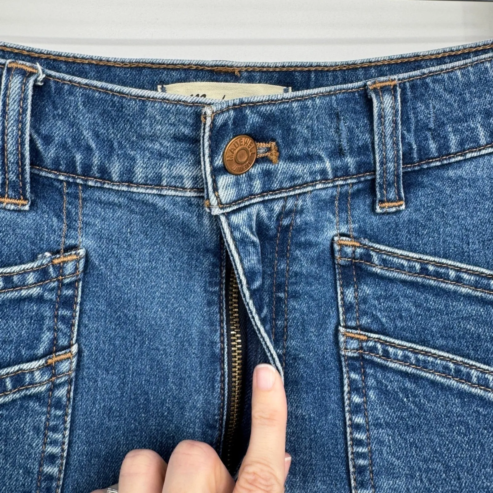 Madewell 90s Straight Cargo Jeans Size 26 Blue Denim‎ High Rise Utility Pockets - Image 6