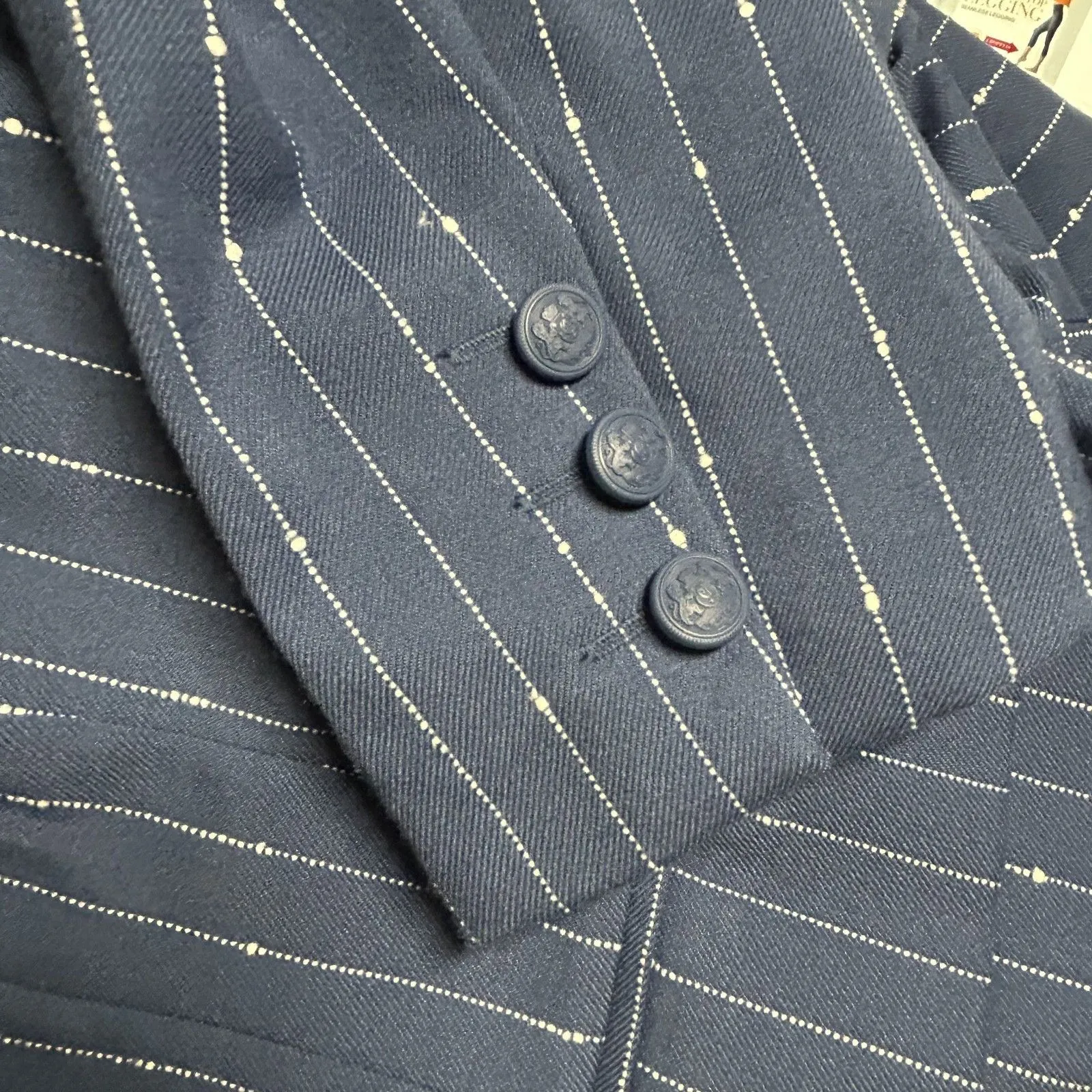 Stev Madden Women's Pinstripe Blue Jacket One Button Size M - Image 9