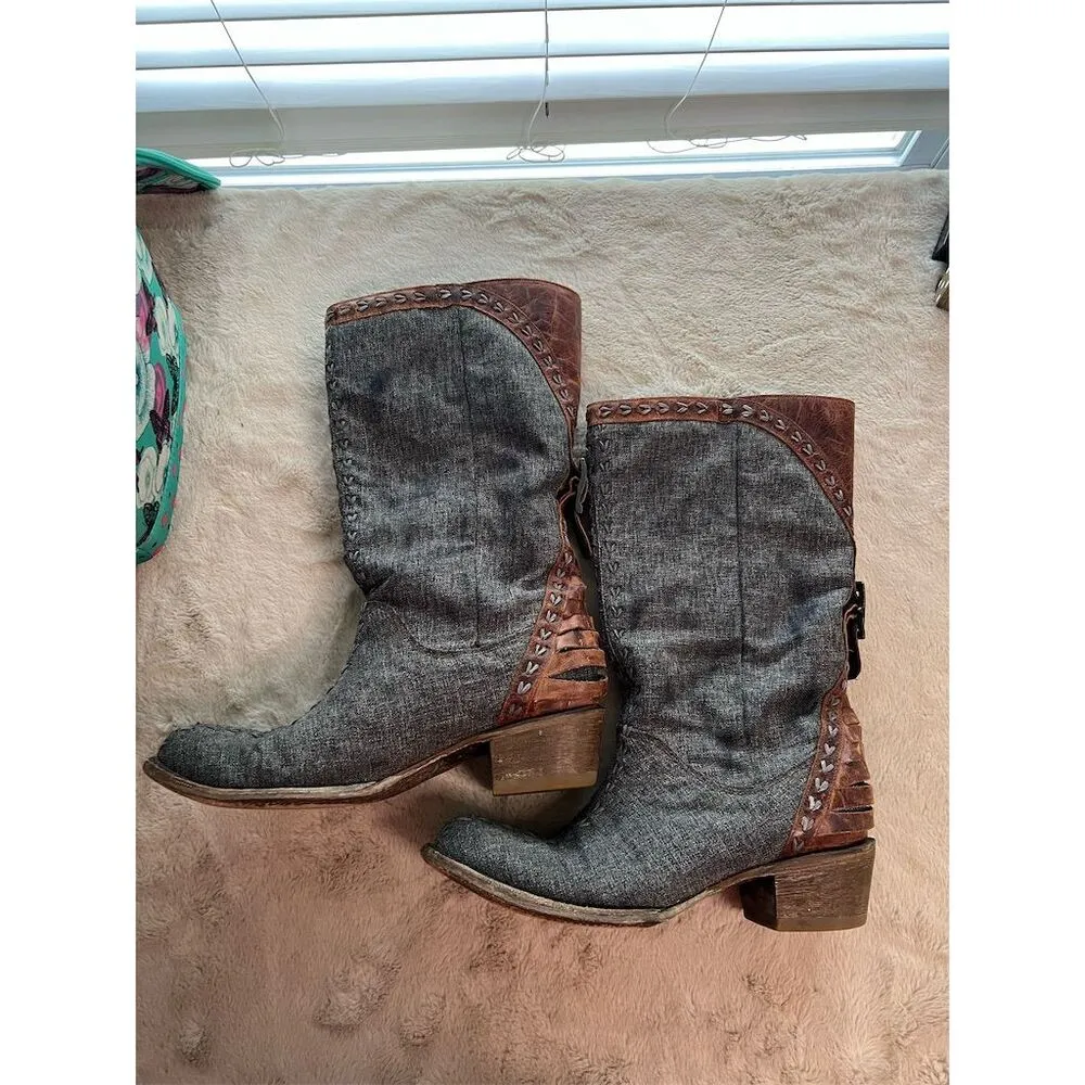 Lane Women's Western Boots Size 8 Gray Mid - Image 9