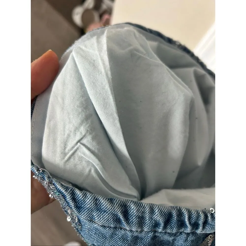 Nasty Gal NWT New Sequin High Waist Flare Leg Jeans Sz 4 - Image 6