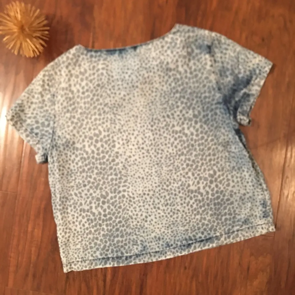 TopShop Moto Petite Blue Leopard Tie Dye Tencel Blouse - Image 7