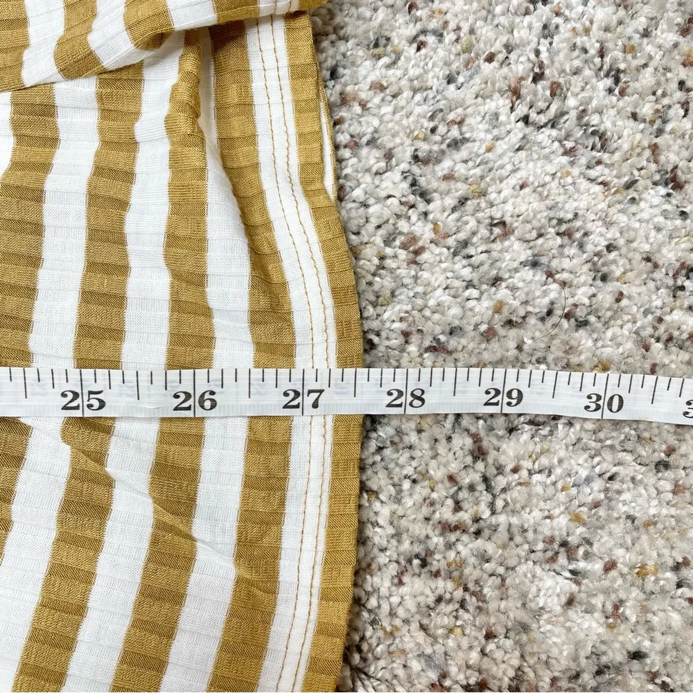 Ribbed Striped Surplice V-Neck Romper Gold Yellow White Small - Image 11