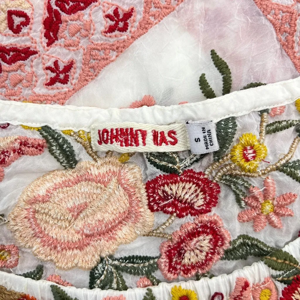 NWOT Johnny Was Embroidered Floral Flare Sleeve Top Shirt Blouse Oversized Sz S - Image 11