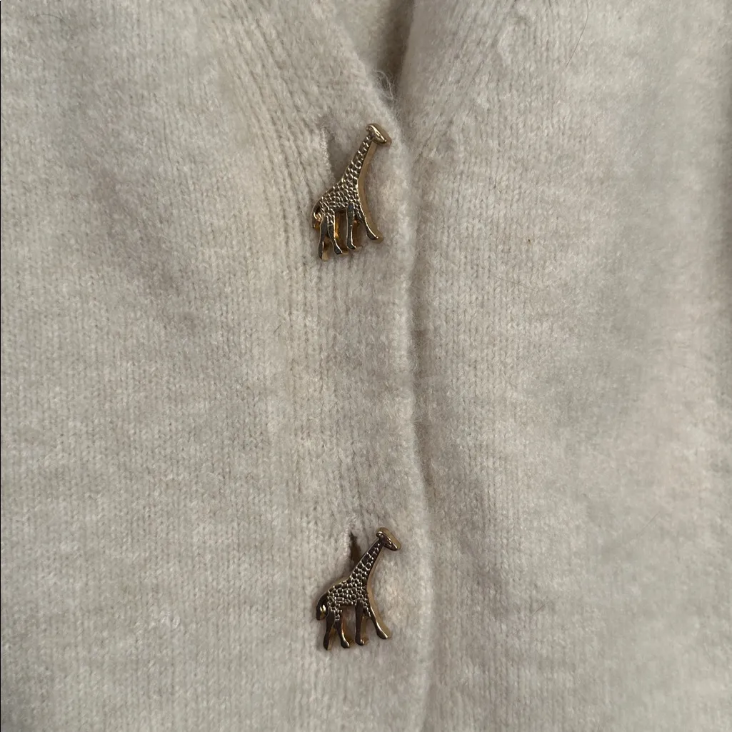 Reserved Cardigan with decorative Giraffe Buttons Cream Size Medium - Image 6