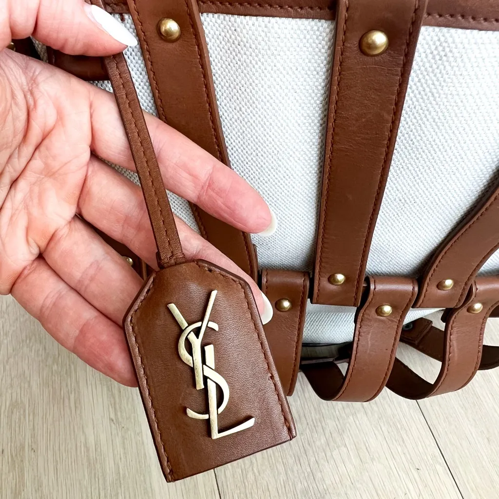 YSL Saint Laurent Authentic Panier Basket Tote Bag in Brown - Image 10