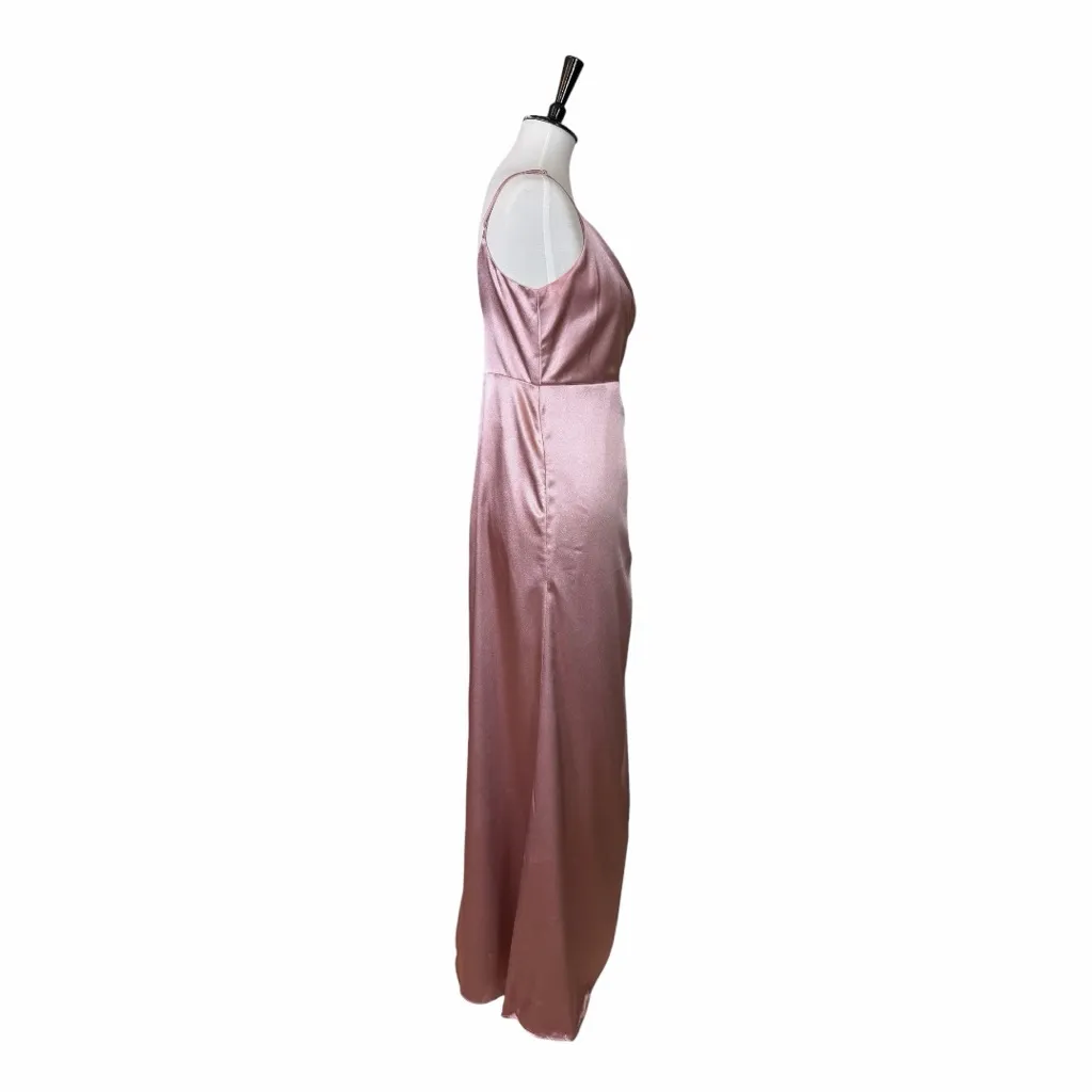 Birdy Grey English Rose Satin Mermaid Wrap Style Maxi Dress Women’s Size Medium Pink - Image 3