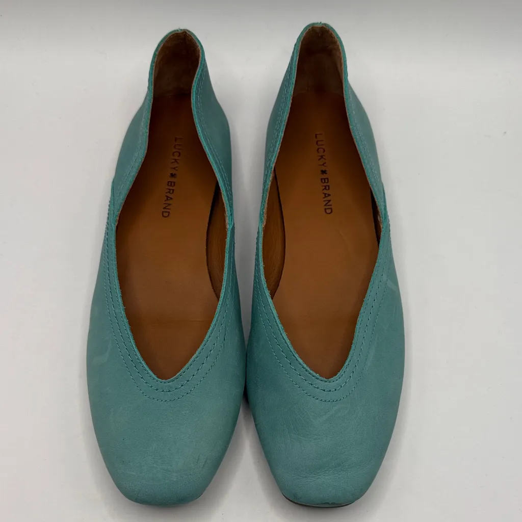 Lucky Brand Alba Leather Flats in Teal Size 7 Medium - Image 2