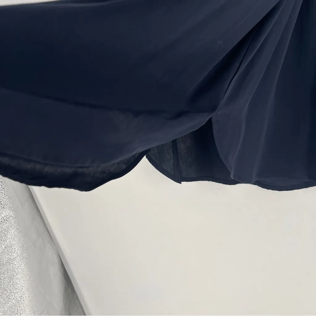 LOFT‎ Navy Square Neck Sleeveless Top with White Floral Embroidery Tank Size XS - Image 7