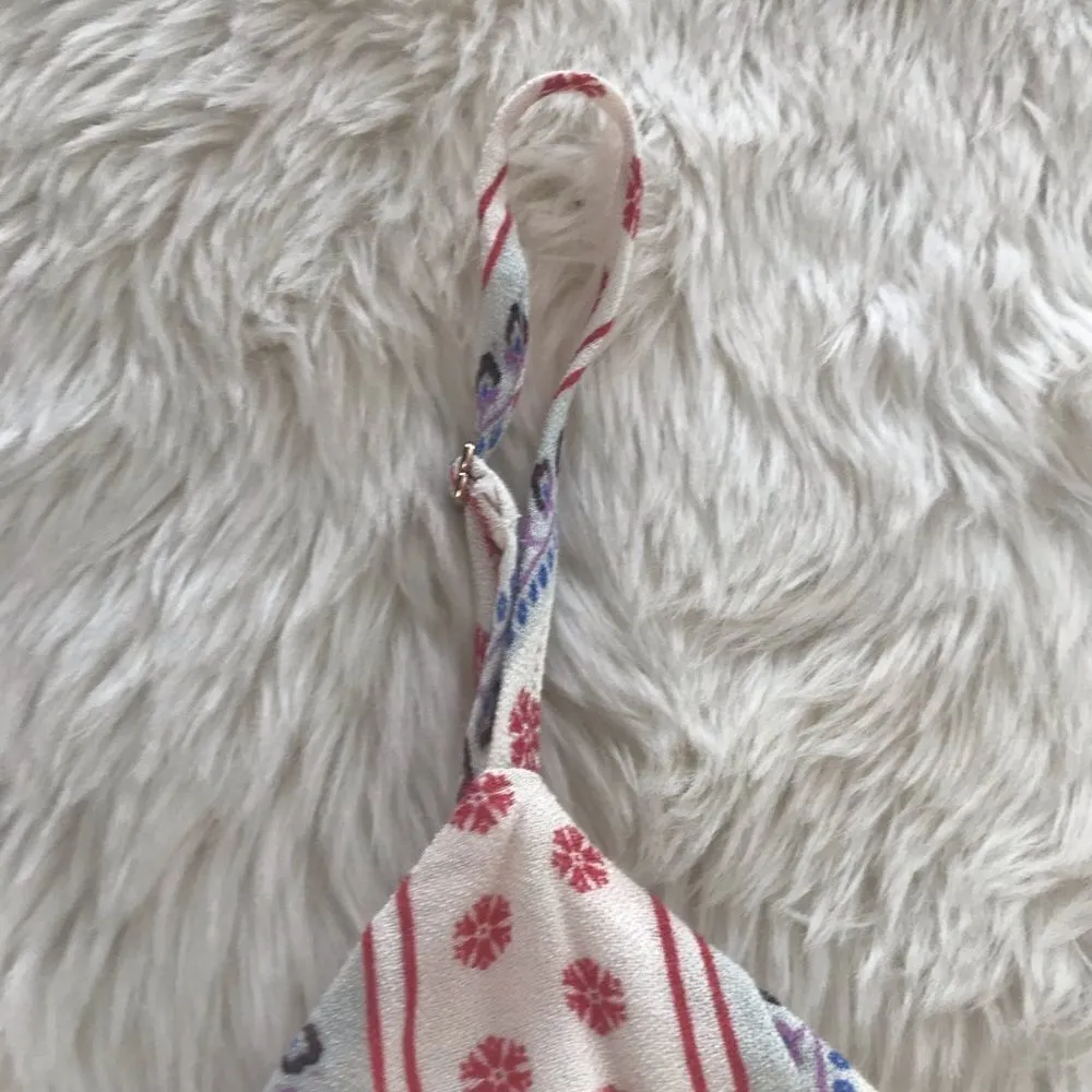 JETSET DIARIES Mini Wrap Dress Floral Print Spaghetti Strap‎ Cream Medium New - Image 7