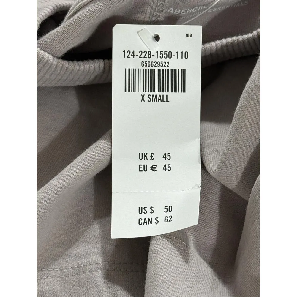 NWT Abercrombie & Fitch Essential Gray Purple Ribbed Crewneck Sweatshirt Size XS - Image 5