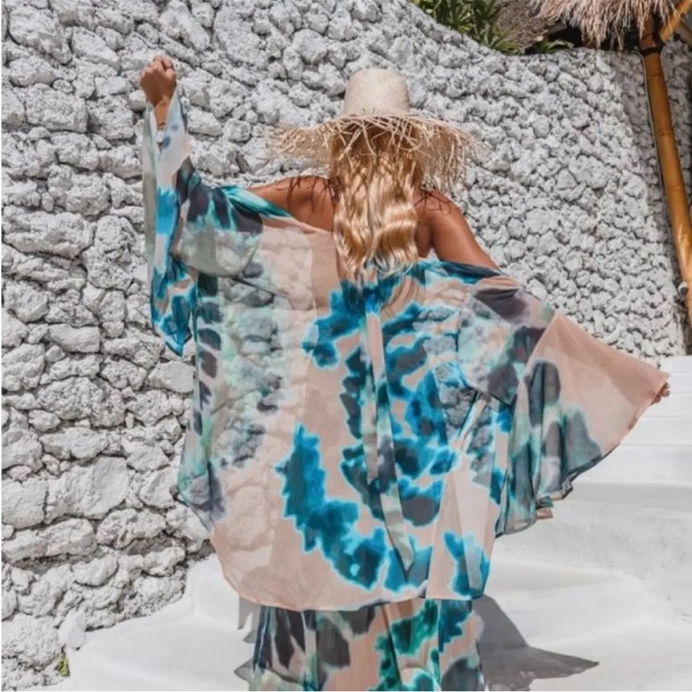 Suki So Goddess Kimono in Ocean Tie Dye Sexy Sultry Beachy Pink Size undefined - Image 2