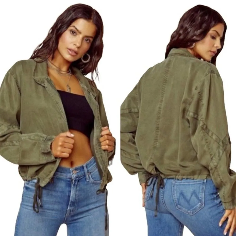 Young Fabulous and Broke Clara Boho Green Tencel Utility Jacket Oversized XS - Image 16