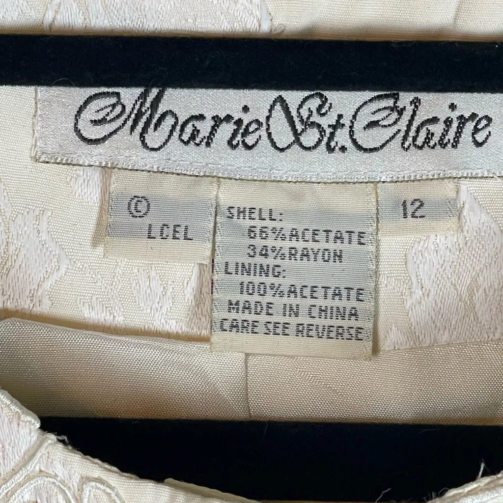 Marie St Claire 90s Ivory Embroidered Cottagecore Vest Size 12 - Image 9