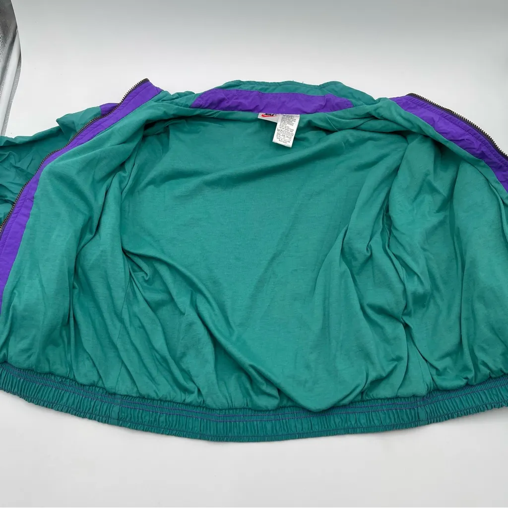 Vintage Nike Jacket Women’s Sz Small Teal Purple Windbreaker Full Zip Retro 90s - Image 10